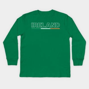 Ireland // Vintage Style Faded Typography Design Kids Long Sleeve T-Shirt